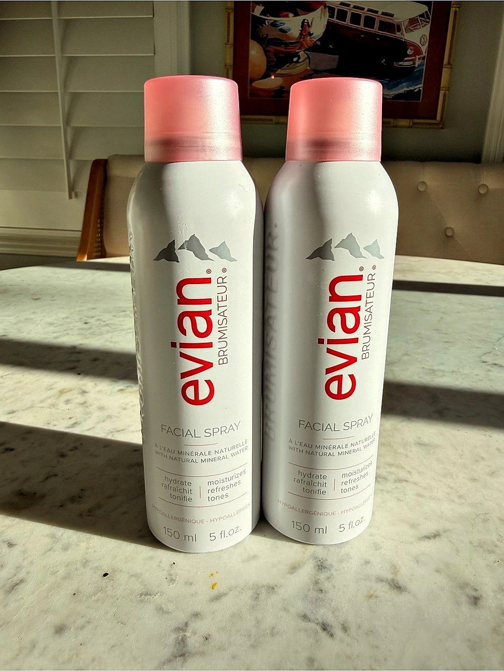 evian Brumisateur Facial Spray 2-Pack in White & Pink